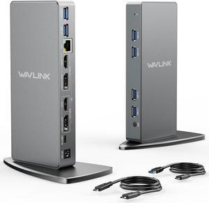 WAVLINK USB 3.0 Dual 5K/4K@60Hz Laptop Docking Station for Thunderbolt 4/3, USB-C/A Windows, MacOS, ChromeOS, Ubuntu 20.04,22.0 (2X HDMI, 2X Display Port, LAN, 6 USB 3.0, Audio)