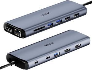 SSK 8K USB C Dock for Thunderbolt Laptop, MacBook Docking Station 3 Monitors,10Gbps USB C Hub Dual HDMI, Displayport, Ethernet,100W PD, Mic/Audio, USB C&A 3.2 Gen 2 Port for iPhone 15/Mac/Lenovo