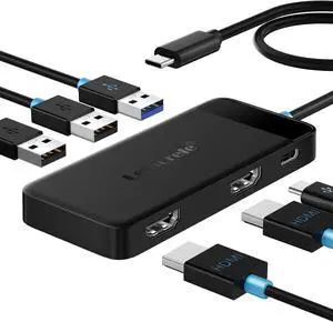 Lemorele Docking Station Dual Monitor, 6 in 1 USB C Hub Multiport Adapter w/2 HDMI 4K, 5Gbps USB3.0 & 2 USB2.0, 100W PD Charging - USB C Dock for Laptop Dell/Lenovo/HP/MacBook/Surface - Plug and Play