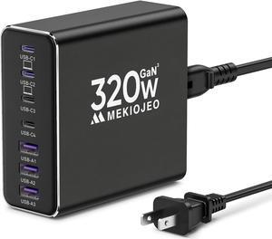 Aluminum Alloy USB C Charger GaN Charger Fast USB C Charging Station 7 Ports 65W Laptop for MacBook Pro/Air/iPad Pro/iPhone (Coal Black)