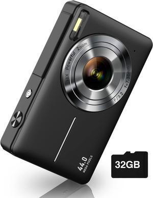 Digital Camera, FHD 1080P Kids Camera 44MP Point and Shoot Digital Cameras with 32GB SD Card, 16X Zoom, Two Batteries, Lanyard, Compact Small Camera for Kids Boys Girls