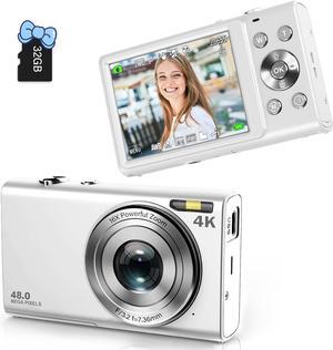 Digital Camera 4K Auto Focus Vlogging Camera 48MP 16X Digital Zoom Digital Camera with 32GB Memory Card YouTube Portable Compact Small Video Camera for Teens Adult Beginner Kids