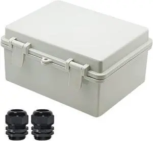 Zulkit Junction Box ABS Plastic Dustproof Waterproof IP65 Electrical Boxes Hinged Shell Outdoor Universal Project Enclosure 8.7 x 6.7 x 4.3 inch (220x170x110 mm)
