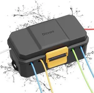 Diivoo Outdoor Electrical Box Waterproof, Weatherproof Extension Cord Cover, Outdoor Plug Cover, Outdoor Extension Cord Box, Black