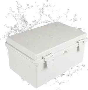 Iron Forge Cable Waterproof Junction Box Large - Outdoor Electrical Enclosure - ABS Plastic Project Boxes Weatherproof Hinged Light Gray Panel Cover - IP65 Size 12" x 8" x 6.4" Inch