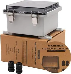 MAKERELE Small Junction Box Plastic Hinged Cover Transparent Lid IP67 Outdoor Electrical Project with Plastic Enclosure 5.9×5.9×3.5 inch(150×150×90mm)
