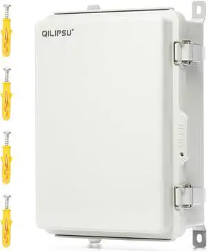 QILIPSU UL94-V0 Outdoor Electrical Box 13.8"x9.9"x5.9" Waterproof Junction Box Weatherproof PC/ABS Alloy Plastic IP66 Project Electric Enclosure Grey Hinged Door