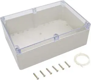 LeMotech ABS Plastic Junction Box Dustproof Waterproof IP65 Electrical Enclosure Box Universal Project Enclosure Grey with PC Transparent Clear Cover 10.4 x 7.2 x 3.7 inch (263 x 182 x 95 mm)