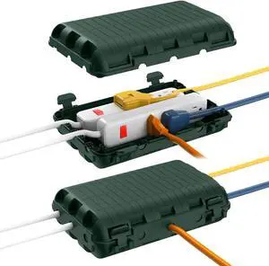 Outdoor Waterproof Electrical Box, 2 Pack Large Extension Cord Cover Protector Plug Connection Cable Safety Box IP54 Water-Resistant for Power Strip, Holiday Light and Decorations, Green