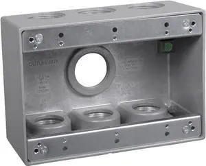TayMac TB7100S Electrical Box 3-Gang Die Cast, Aluminum 1-Inch Thread, Gray
