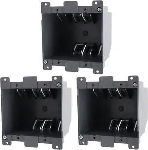 2-Gang Old Work Electrical Outlet Box, Plastic Junction Box for Switches,26 cu Inch Outlet Box,for Home Improvement, ETL Listed and Fire Rated for 2 Hours(3 PCS)