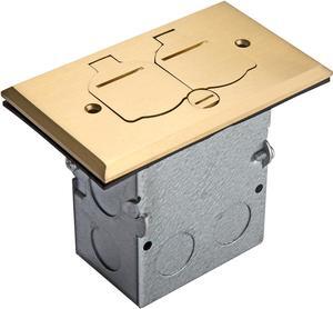 ENERLITES Flip Lid Cover Floor Box kit, 5 x 2.89 1-Gang Cover, 20A Tamper-Weather Resistant Receptacle Outlets, Watertight Gasket, Corrosive Resistant Hardware, 975507-C, Brass (705507-C)