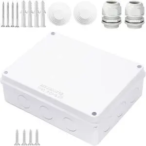 Junction Box, Zulkit Project Box with Reserved Holes IP65 Waterproof Dustproof Electrical Box ABS Plastic Project Enclosure White 10 x 7.9 x 3.1 Inch