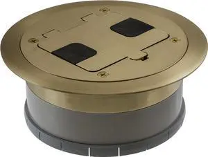Bryant Electric RF406BR Pre-Assembled Flange, Cover, and Leveling Ring for Floor Boxes Poured in Concrete with 15A 125V Outlet Included, Brass