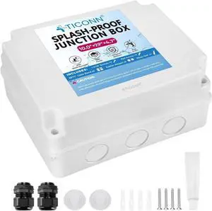 TICONN Electrical Junction Box, IP65 Splash-Proof ABS Plastic Project Box Electrical Enclosure (10.0"×7.9"×4.7")
