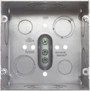 Hubbell Raco 4-11/16 in. Square Box, Large Capacity, Welded, 3-1/4 in. Deep, (2) 1/2 in. KO, (4) 1/2-3/4 in. TKO, (2) 3/4-1 in. TKO, (2) 1-1-1/4 in. TKO, (2) 1, 1-1/4, 1-1/2, 2 in. KO, Gray (260) Hubbell Raco 4-11/16 in. Square Box, Large Capacity, Welded, 3-1/4 in. Deep, (2) 1/2 in. KO, (4) 1/2-3/4 in. TKO, (2) 3/4-1 in. TKO, (2) 1-1-1/4 in. TKO, (2) 1, 1-1/4, 1-1/2, 2 in. KO, Gray (260)