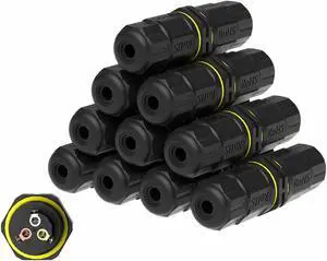 10 PCS IP68 Outdoor Waterproof Electrical Junction Box Wire Cable Connector,M16 for 2 or 3 Pin Cables for 3.5-10mm Wire Range(AC 400V, 17.5A), Easy to Install, CE Certified