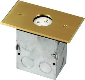 ENERLITES Screw Cap Cover Floor Box kit, 5 x 2.87 1-Gang Cover, 20A Tamper-Weather Resistant Receptacle Single Outlet, Watertight Gasket, Corrosive Resistant Hardware, UL Listed, 975547-C, Brass