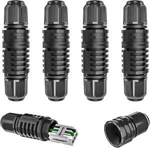Junction Box Cable Connector Waterproof Cable Connector 2 Way with 3 Pin Electrical Junction Box Connectors Extension Cord for 22-10 AWG 32A Ø4-9mm Wire (5 Pack)
