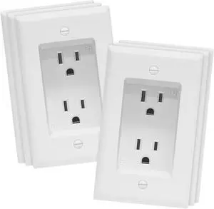 TOPGREENER Recessed Duplex Receptacle Outlet, Tamper-Resistant, Size 1-Gang 4.48" x 2.76", 15A 125V, TG15RD31-6PCS, White, 6 Pack