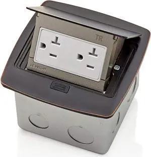 Leviton PFTR2-BZ Pop-Up Floor Box with 20 Amp, Tamper-Resistant Outlet, Bronze