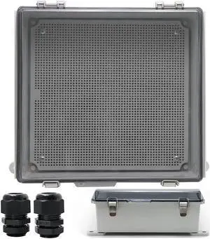 MAKERELE Outside Electrical Box Plastic Enclosure IP67 Waterproof Junction Box Clear Cover Plate with Stainless Steel Buckles 13×13×5.1 inch(330×330×130mm)