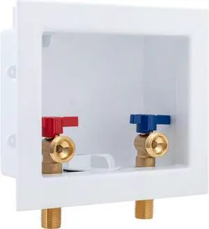 SUNGATOR Mip Washer Valve Box, 1/2 Inch Mip (Sweat) Inlet x 3/4 Inch MHT Outlet, Sweat Washing Machine Box with Brass Valves Installed