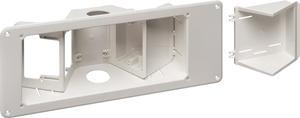 Arlington TVB713 3-Gang Angled TV Box Recessed Outlet Wall Plate Kit, White, 1-Pack