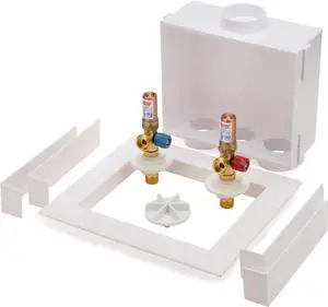 Oatey 38569 Quadtro Washing Machine Outlet Box, Hammer Arrestors, 1/4 Turn, Copper