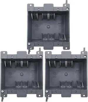 MAKERELE Old Work Electric Outlet Box 2 Gang Outlet Box,Adjustable Double Outlet Box,26 cu.Inch Plastic Junction Box for Switches Have ETL Tested and 2 Hours Fire Safety and Home Improvement(3 Pack)