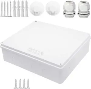 Junction Box, Zulkit Project Box with Reserved Holes IP65 Waterproof Dustproof Electrical Box ABS Plastic Project Enclosure White 15.7 x 13.8 x 4.7 Inch