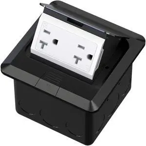 KYHSHJ Pop Up Floor Electrical Outlet Box Kit20 Amp Stainless Steel TR Tamper-Resistant Duplex Receptacle Outlet Corrosive Resistant HardwareETL Listed, Black