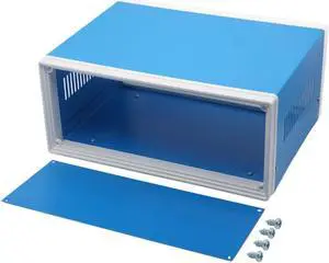 Zulkit Junction Box Blue Metal Project Box DIY Electric Enclosure Case Preventive Case Electrical Box 9.8 x 7.5 x 4.3 Inch
