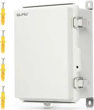 QILIPSU UL94-V0 Outdoor Electrical Box 8.3"x6.3"x3.9" Waterproof Junction Box Weatherproof PC/ABS Alloy Plastic IP66 Project Electric Enclosure Grey Hinged Door