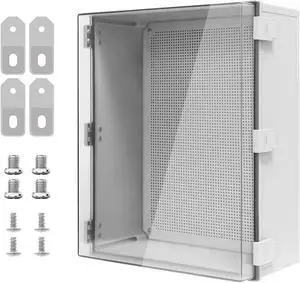 Electrical Box IP65 Waterproof ABS Plastic Enclosure Outdoor and Indoor Project Box Hinged Clear Cover with Mounting Plate Wall Brackets, Outer Dimension 19.7"x 15.7" x 7.9"