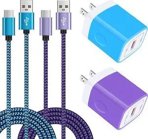 Fast Charger Block Wall Pug Type C Charger Cable Quick Phone Charger for Samsung Galaxy S24 S23 S22 S21 S20 Ultra FE 5G Plus S10 S10e S9 S8 Note 20 10 9 8, A53 5G A52 A42 A32 A13 A14 A51 A71 A20 A03s