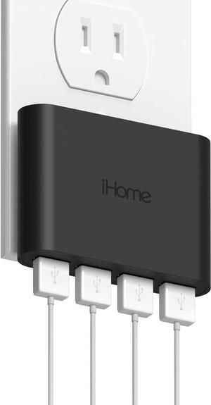 iHome Slim USB Wall Charger: AC Pro Multiport USB Charger, USB Plug Adapter & Phone Charging Block, 4 USB Plugs for Wall Outlet, Flat 4 Port USB Charger & USB Wall Adapter
