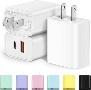[3 Pack] USB C Charger Block, iPhone 16 Charger Block Dual Port PD Power Adapter Fast Charging Block for iPhone 16/16 Pro/16 Pro Max/16 Plus/15/14/13/12/11,X, iPad, Google Pxel, Samsung Galaxy