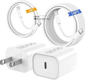 (6ft+10ft)iPhone Charger Fast Charging, for iPhone 14 13 12 Fast Charger,20W USB C Wall Charger with Type C to Lightning Cord, iPhone Fast Charging Cable for iPhone 13/14/12 Pro Max Plus/11,iPad-2Pack