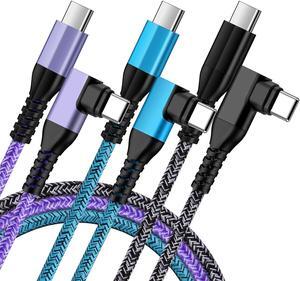Android Phone Power Cord Samsung Charger Cable USB Type C to C 60W 3 Pack 6ft 90 Degree Fast Charging for Samsung Galaxy S25 Edge Ultra S24 A16 A54 A14 5G A15 A13 A23 S23 S22 S21 FE A53 Z Fold 6 5 S20