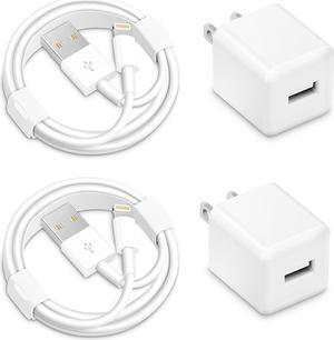 i Phone Charger, 5W USB to Lightning Cable 6Ft Quick Fast Charging Cord USB Wall Chargers Power Adapter for i Phone 14/13/12/11/X/8 Plus/XR/XS Max/SE/i Pad(2-Pack)