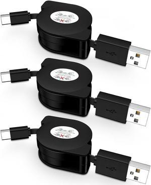 Retractable USB C Cable for Car,3.3ft 3 Pack Android Phone USB C to USB A Cord Fast Charging for Samsung Galaxy S24/S24 Ultra/S24 Plus/S23/S22/A55/A35/A15,iPhone 15 Pro Max,Google Pixel 8a/8Pro/7/6/5