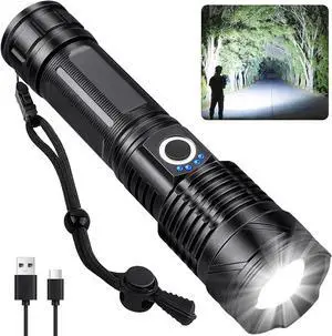 BERCOL Flashlights High Lumens Rechargeable, 990,000 Lumens Super Bright Led Flashlight with 5 Modes, IPX6 Waterproof Powerful Flash Light Multifunctional Flashlights for Home Emergecies Camping