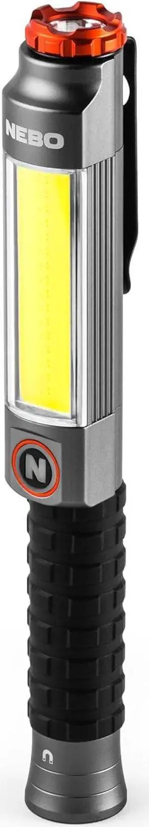 Big Larry Work Light 600 Lumen Flashlight with COB Work Light Pocket Clip Magnetic Base for Hands-Free Lighting Portable COB LED Dimmable Flashlight Hazard Light-Red