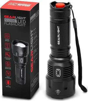 GearLight High-Powered LED Flashlight S1200 - Mid Size, Zoomable, Water Resistant, Handheld Light - High Lumen Camping, Outdoor, Emergency Flashlights - S1200-1 Pack, (Batteries Not Included) GearLight High-Powered LED Flashlight S1200 - Mid Size, Zoomable, Water Resistant, Handheld Light - High Lumen Camping, Outdoor, Emergency Flashlights - S1200-1 Pack, (Batteries Not Included)