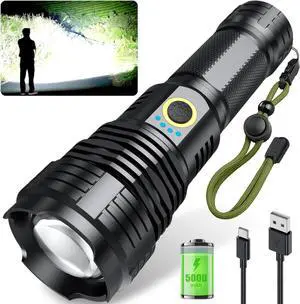 Rechargeable Flashlights 990000 High Lumens, Super Bright Flashlight with 10 Modes, LED Tactical Flashlight Waterproof, Powerful for Camping, Hiking, Hunting and Emergencies