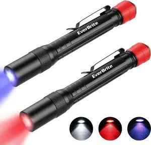 EverBrite Red Light Penlight Flashlight with 395nm UV Blacklight/White Light, Multi-Function LED Pocket Pen Light, AAA Batteries Included, for Night Vision, Pet Stain Detection, Camping, 2pack EverBrite Red Light Penlight Flashlight with 395nm UV Blacklight/White Light, Multi-Function LED Pocket Pen Light, AAA Batteries Included, for Night Vision, Pet Stain Detection, Camping, 2pack