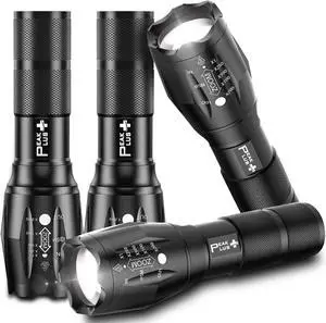 LED Flashlights High Lumens Tactical Flash Lights [4 Pack] - Super Bright Waterproof Zoomable 5 Modes - Powerful Handheld Flashlight for Emergencies Camping Outdoor Dog Walking