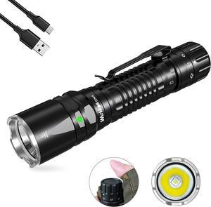 Wurkkos TD03 LED Tactical Flashlight Rechargeable,1800 Lumens IP68 Waterproof EDC Flashlight With Tail Rotary Switch One Click Strobe Flashlight Longest Range 1158 Feet,Emergency LED Flashlight(5000K)