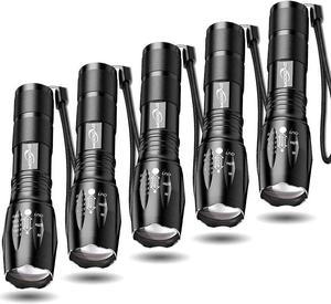 Tactical Flashlight 5 Pack Tac Light Torch Flashlight Tactical Flashlight Brightest LED Flashlight with 5 Modes Adjustable Waterproof Flashlight for Biking Camping